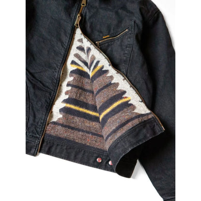 Kapital 14oz Black x Black Denim Bone Lining Reversible Zip Up Work Jacket