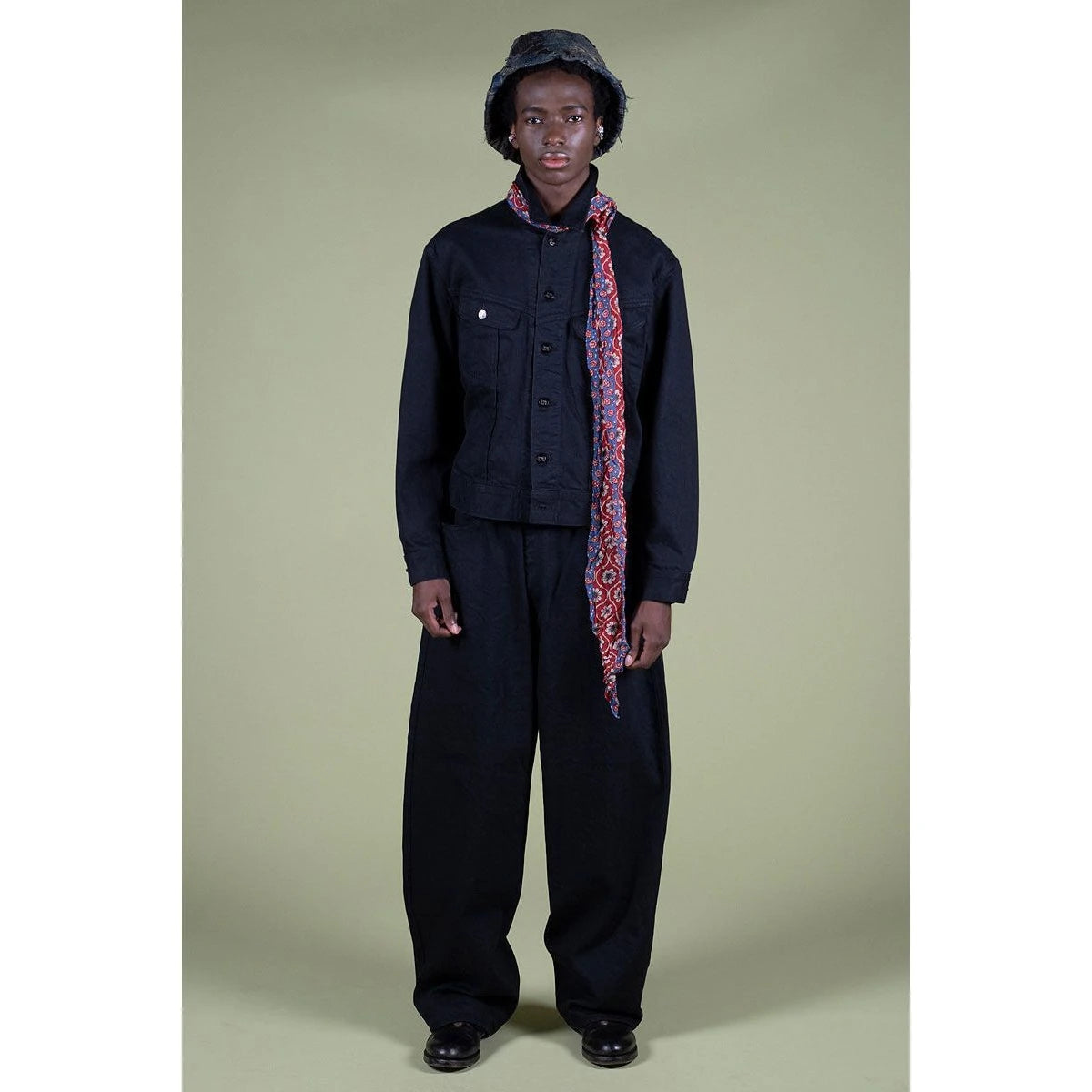 Kapital 14oz Black X Black Denim Club Baggy 5P Pants