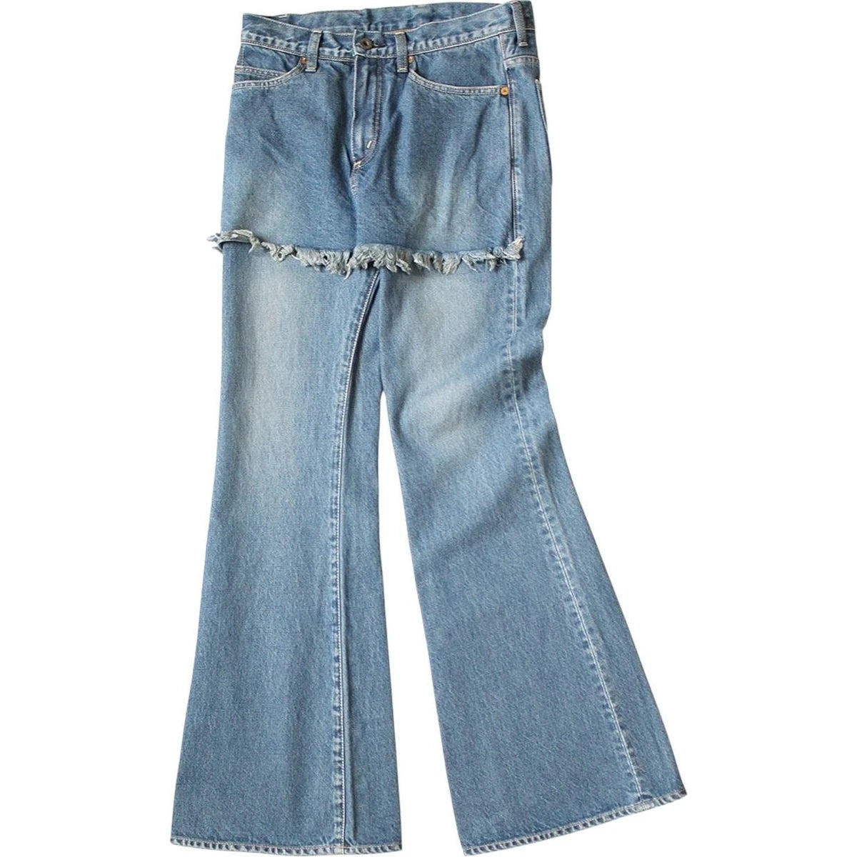 Kapital 14oz Denim 5P Apron-Skouser Flared Pants (Processed)