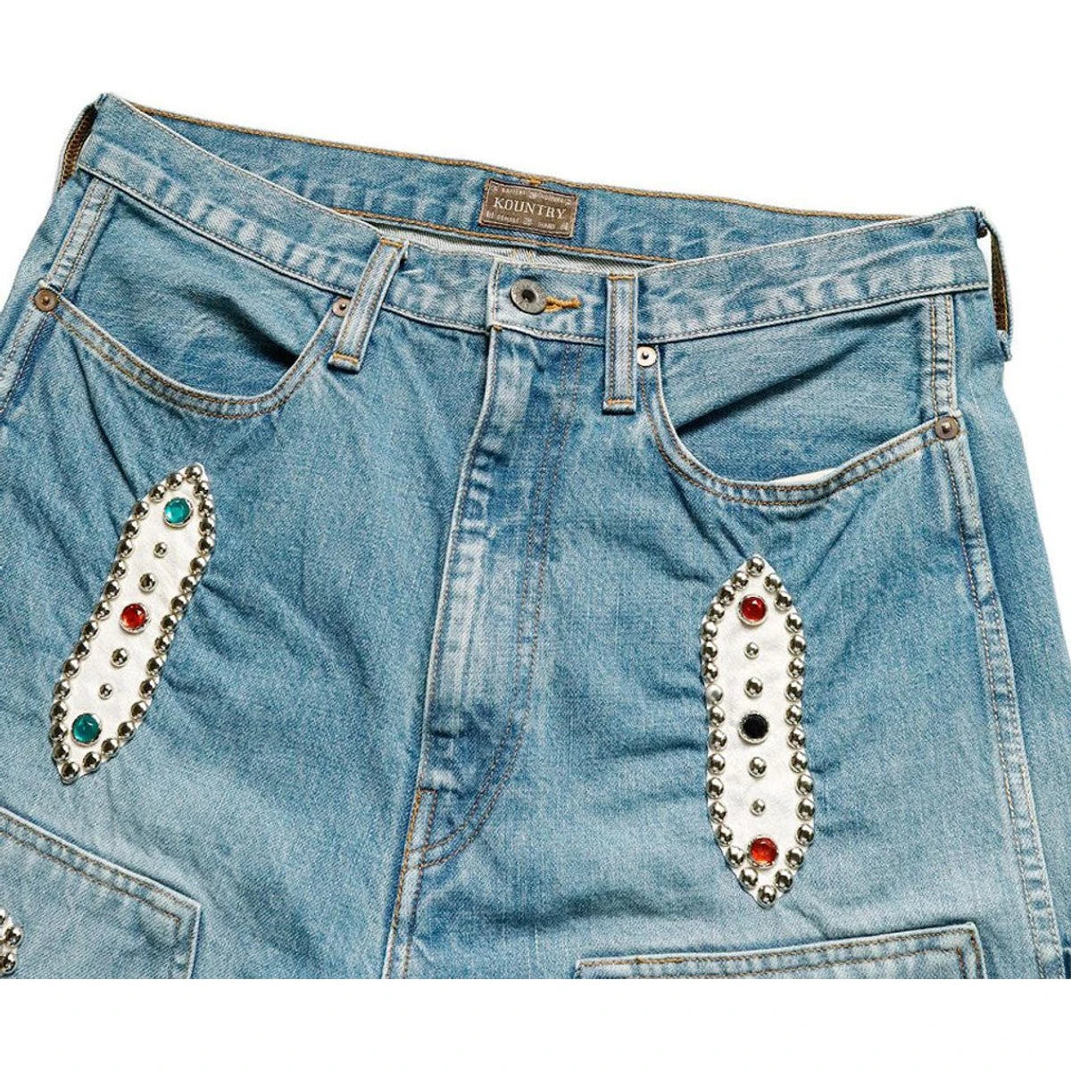Kapital 14oz Denim Short Pants Studs Remake (Indigo Processing)