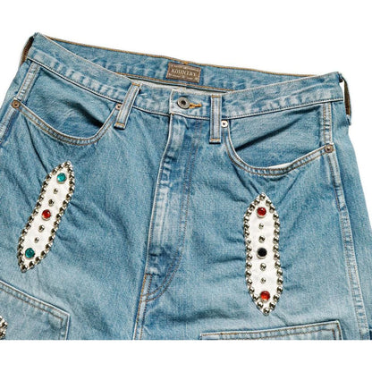Kapital 14oz Denim Short Pants Studs Remake (Indigo Processing)