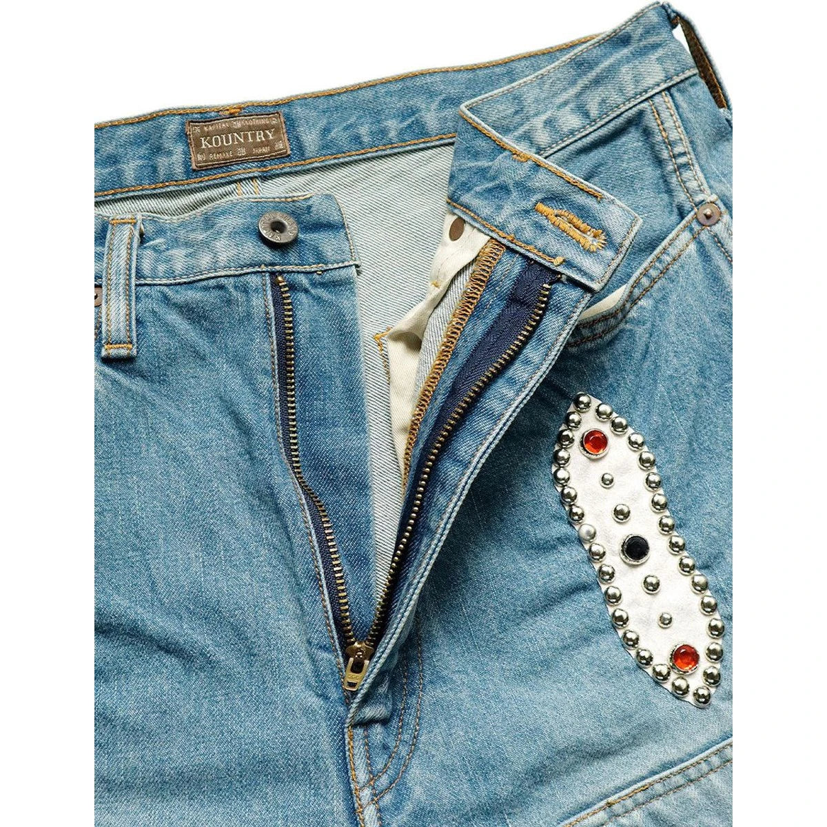 Kapital 14oz Denim Short Pants Studs Remake (Indigo Processing)