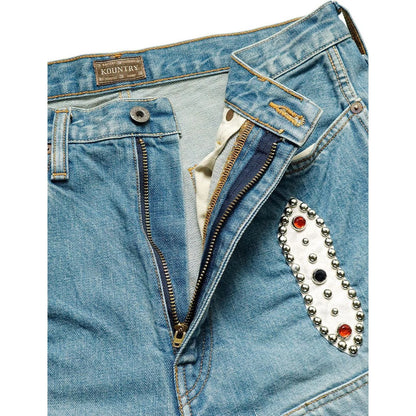 Kapital 14oz Denim Short Pants Studs Remake (Indigo Processing)