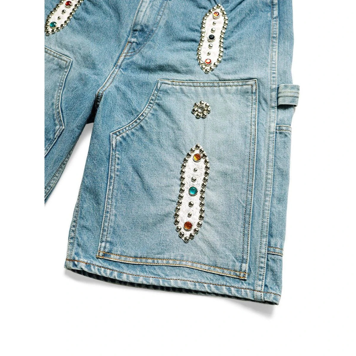 Kapital 14oz Denim Short Pants Studs Remake (Indigo Processing)