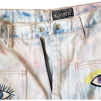 Kapital 14oz Denim Tie-Dye Baggy Flare Pants (Crazy Dixie Remake)