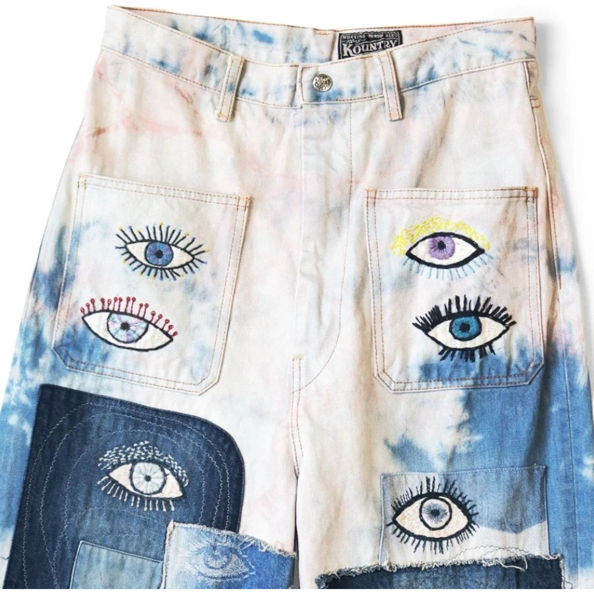 Kapital 14oz Denim Tie-Dye Baggy Flare Pants (Crazy Dixie Remake)