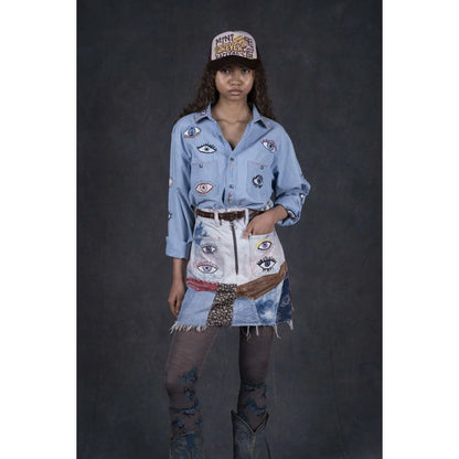 Kapital 14oz Denim Tie Dye Mini Skirt (Speakeasy Remake)