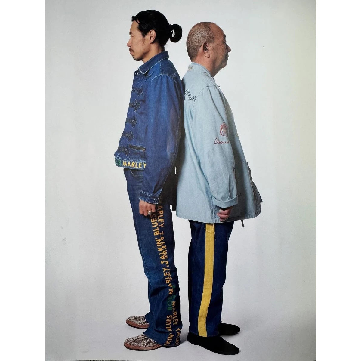 Kapital 14oz Raw Denim Marley Talking Blues Selvedge 5P Pants (With Paulownia Wooden Box)