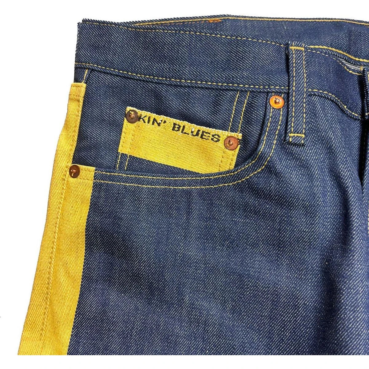 Kapital 14oz Raw Denim Marley Talking Blues Selvedge 5P Pants (With Paulownia Wooden Box)