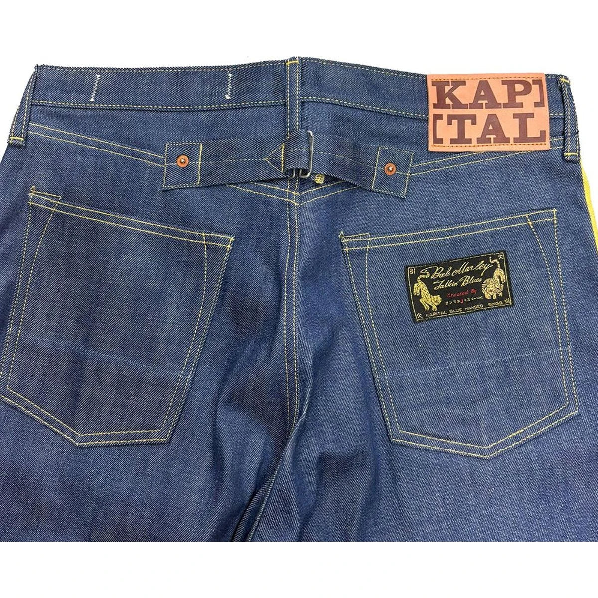 Kapital 14oz Raw Denim Marley Talking Blues Selvedge 5P Pants (With Paulownia Wooden Box)