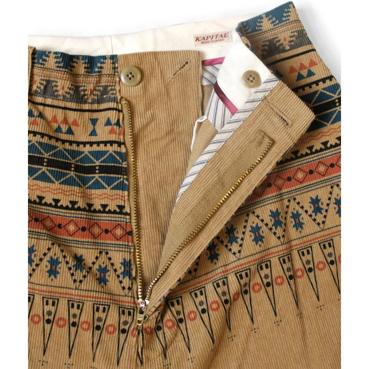 Kapital 14W Corduroy Tapered Baggy Pants (Town Craft Tribe Pattern)
