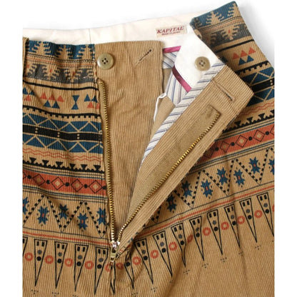 Kapital 14W Corduroy Tapered Baggy Pants (Town Craft Tribe Pattern)