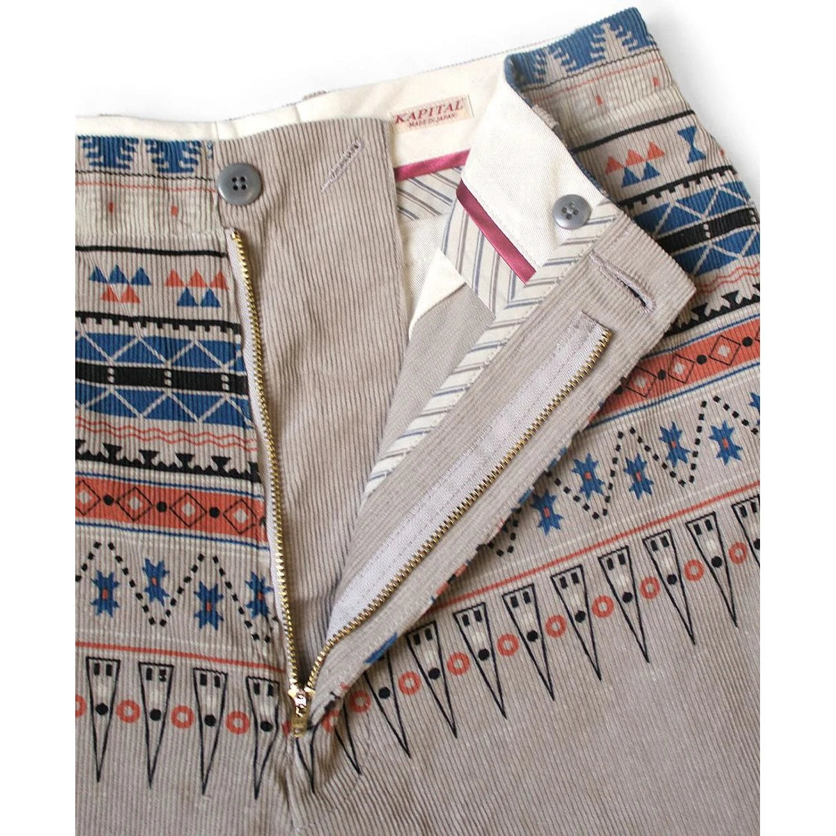 Kapital 14Wale Corduroy Tapered Pants (Town Craft Tribe Pattern)