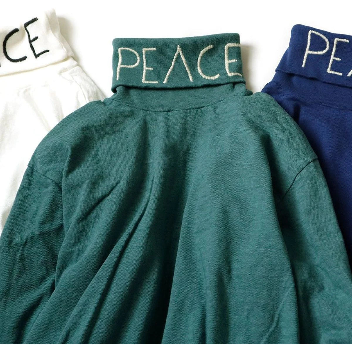 Kapital 18.5/ Jersey High Neck Long T (Peace Embroidery)