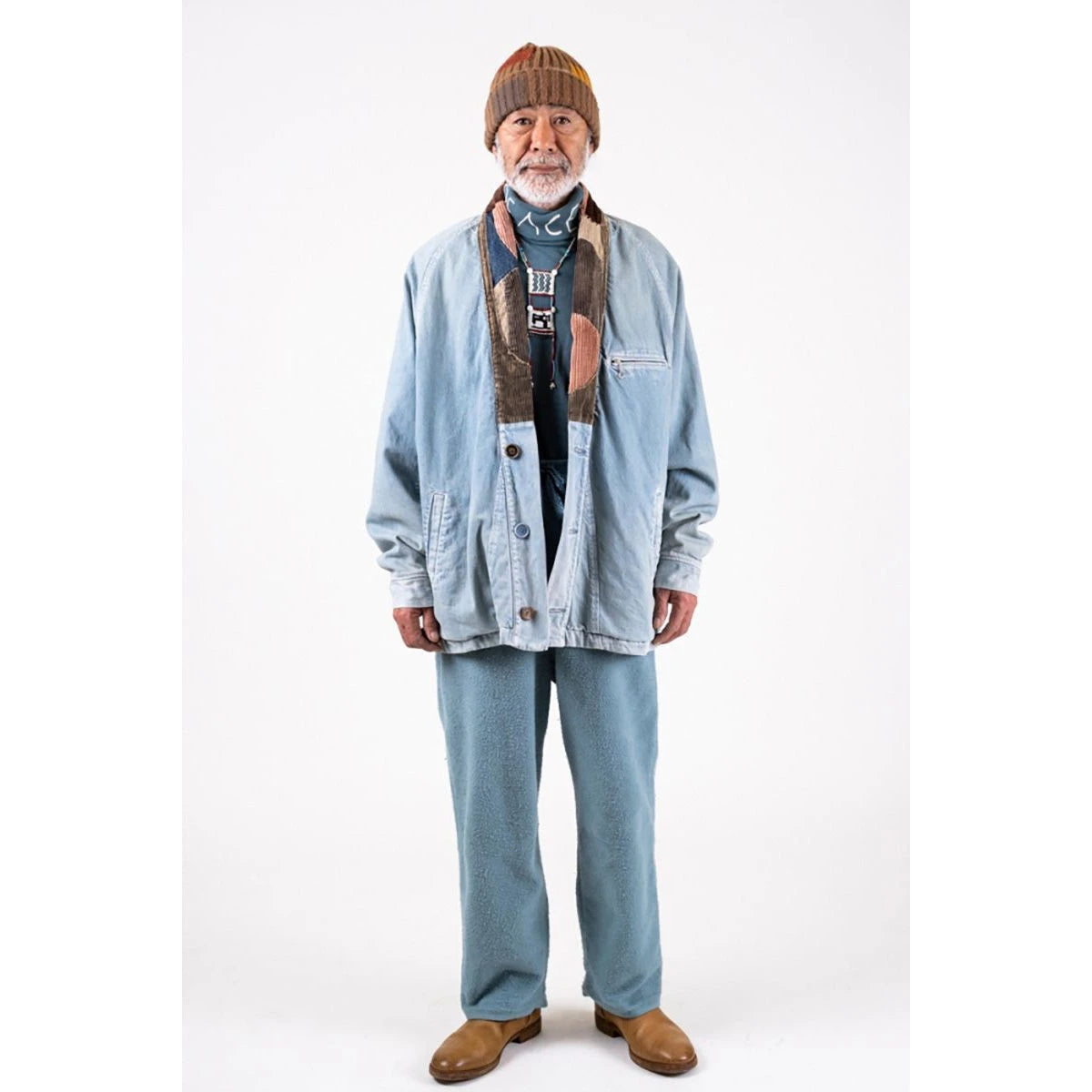 Kapital 18.5/ Jersey High Neck Long T (Peace Embroidery)