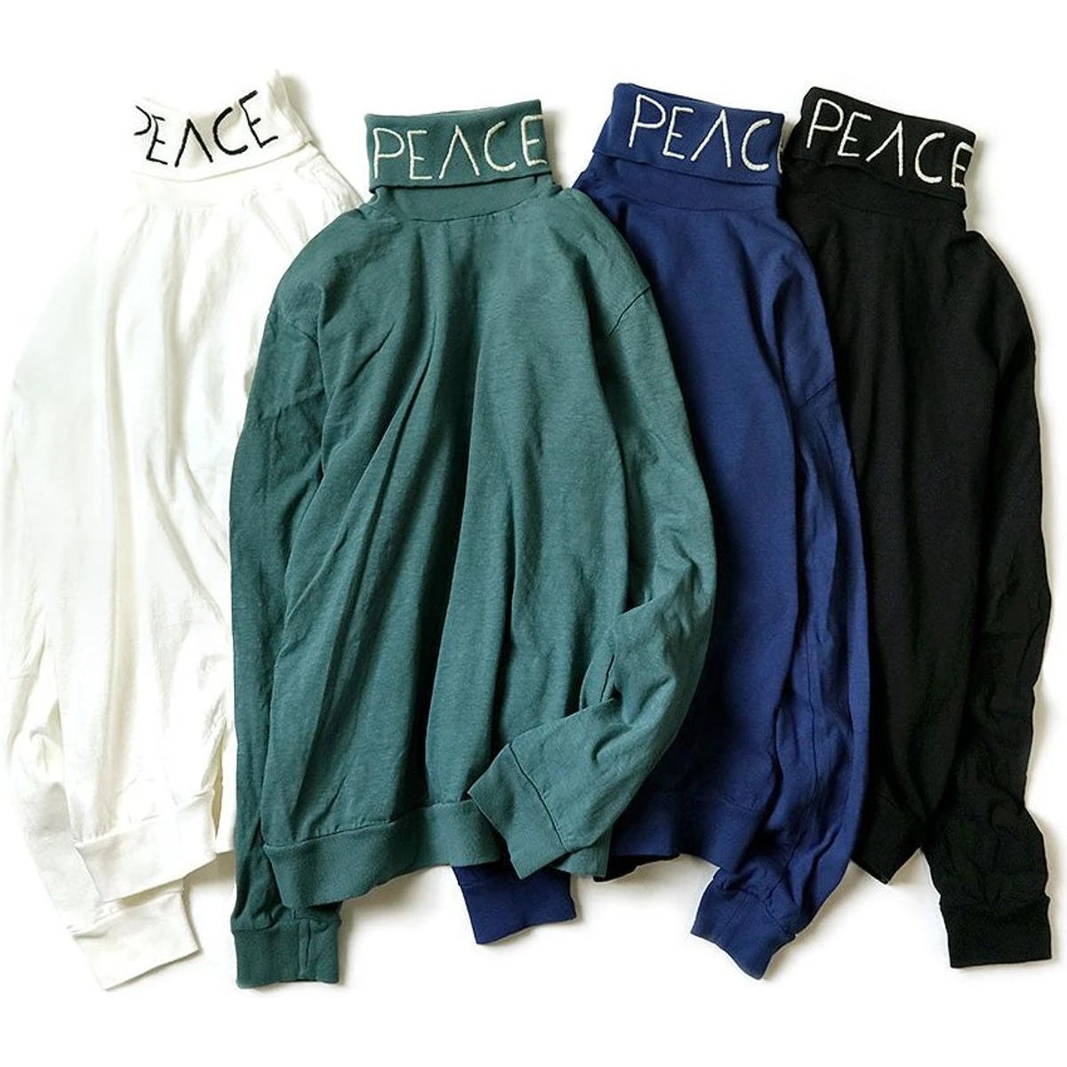 Kapital 18.5/ Jersey High Neck Long T (Peace Embroidery)