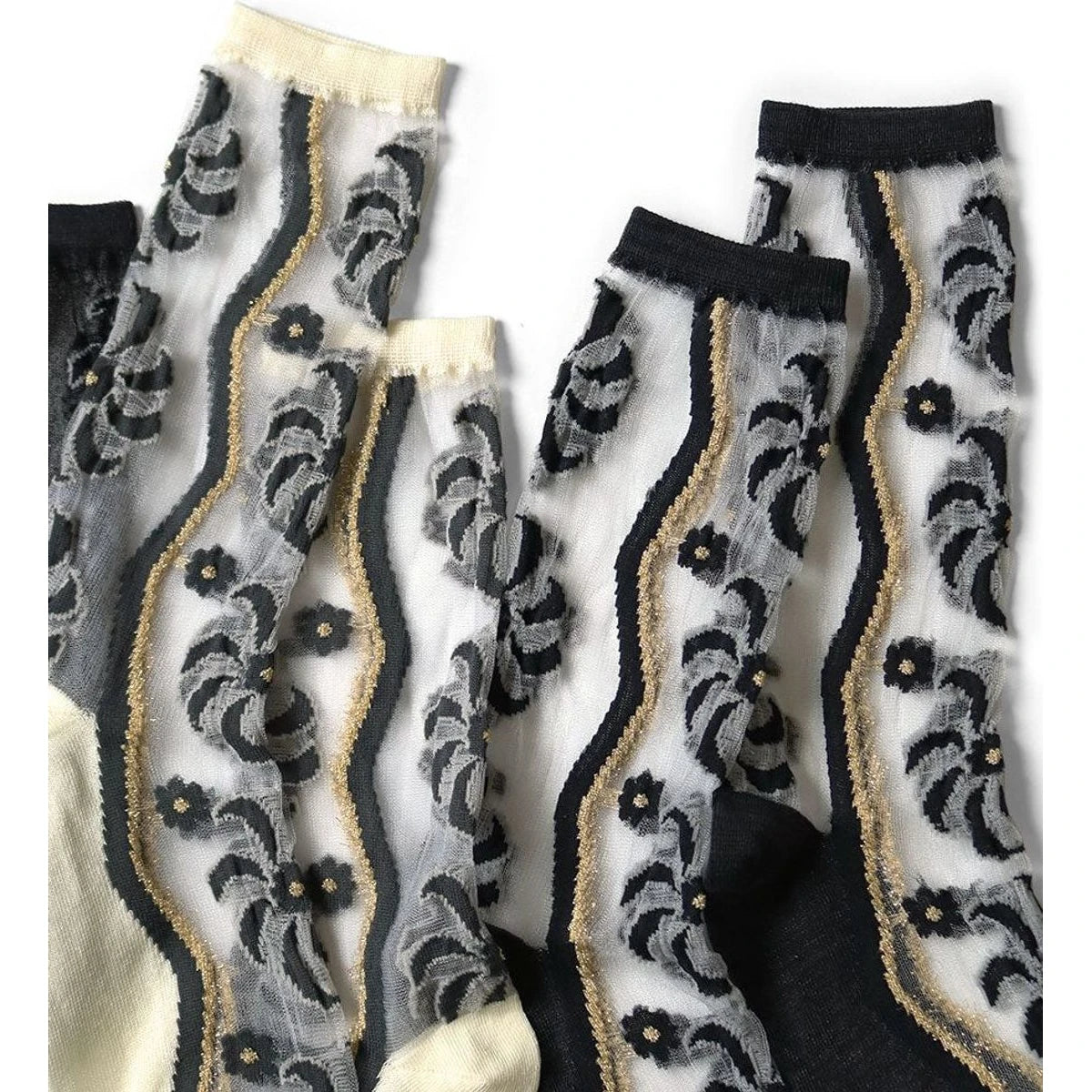 Kapital 200 Mulan Quilt Pattern See Through Socks