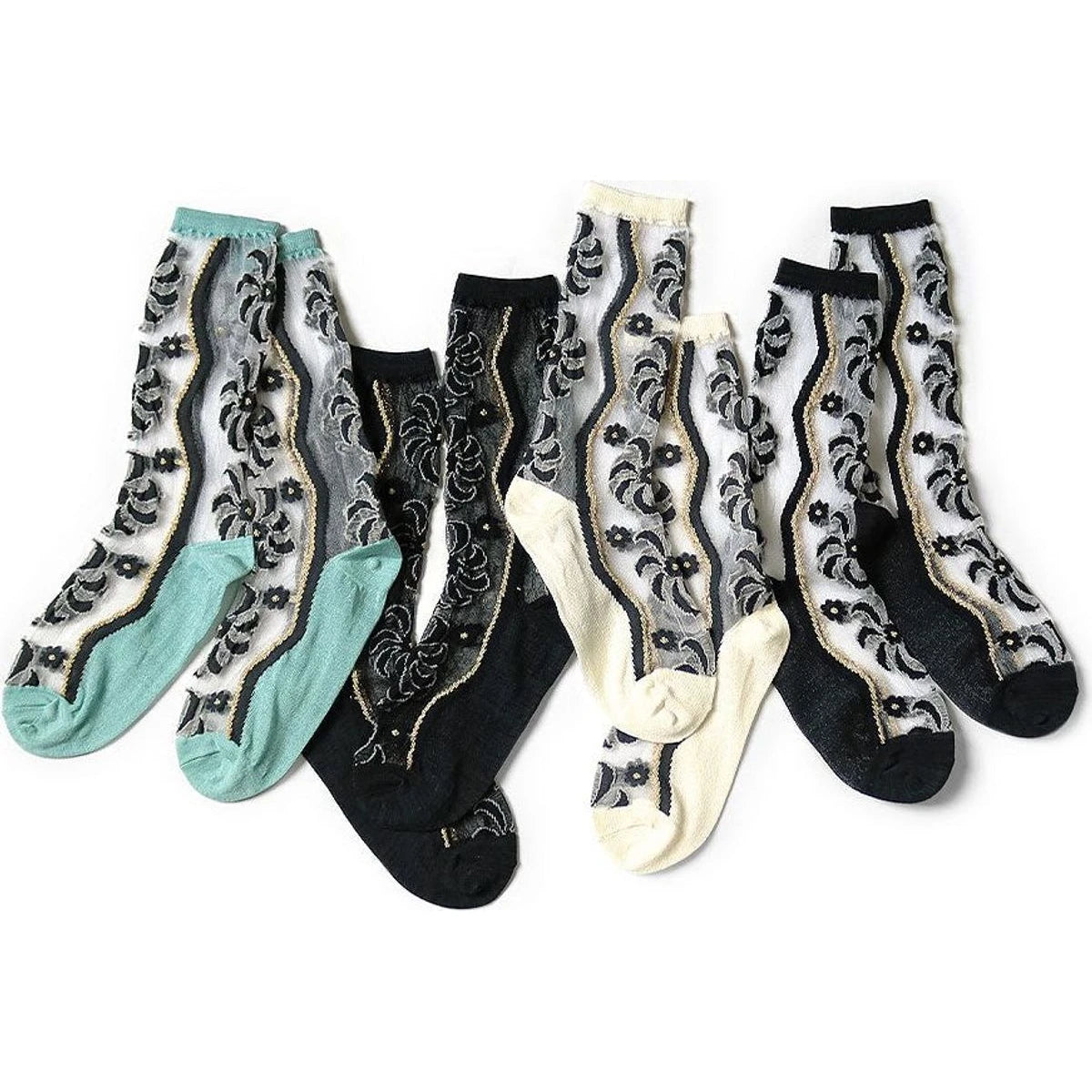 Kapital 200 Mulan Quilt Pattern See Through Socks