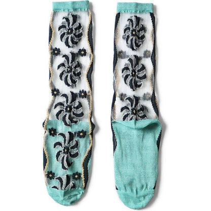 Kapital 200 Mulan Quilt Pattern See Through Socks