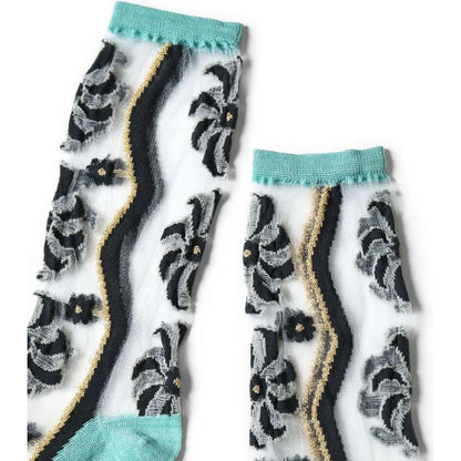 Kapital 200 Mulan Quilt Pattern See Through Socks