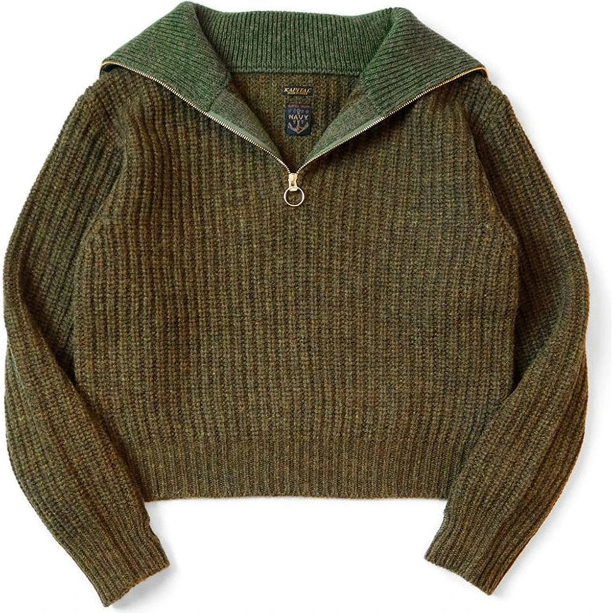 Kapital 3G Wool Ribbed Zip Up Pullover