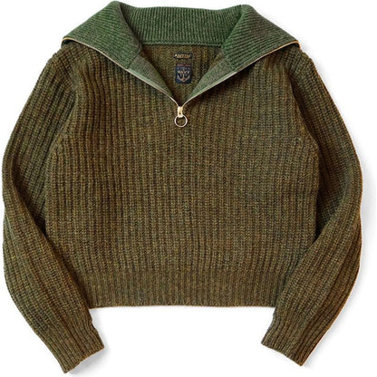 Kapital 3G Wool Ribbed Zip Up Pullover