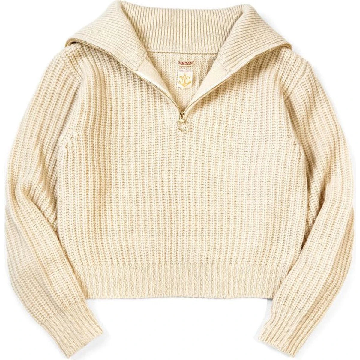 Kapital 3G Wool Ribbed Zip Up Pullover