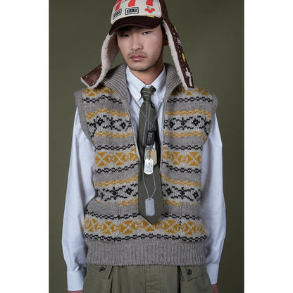 Kapital 3G Wool Yellowknife Fair Isle Half Zip Vest