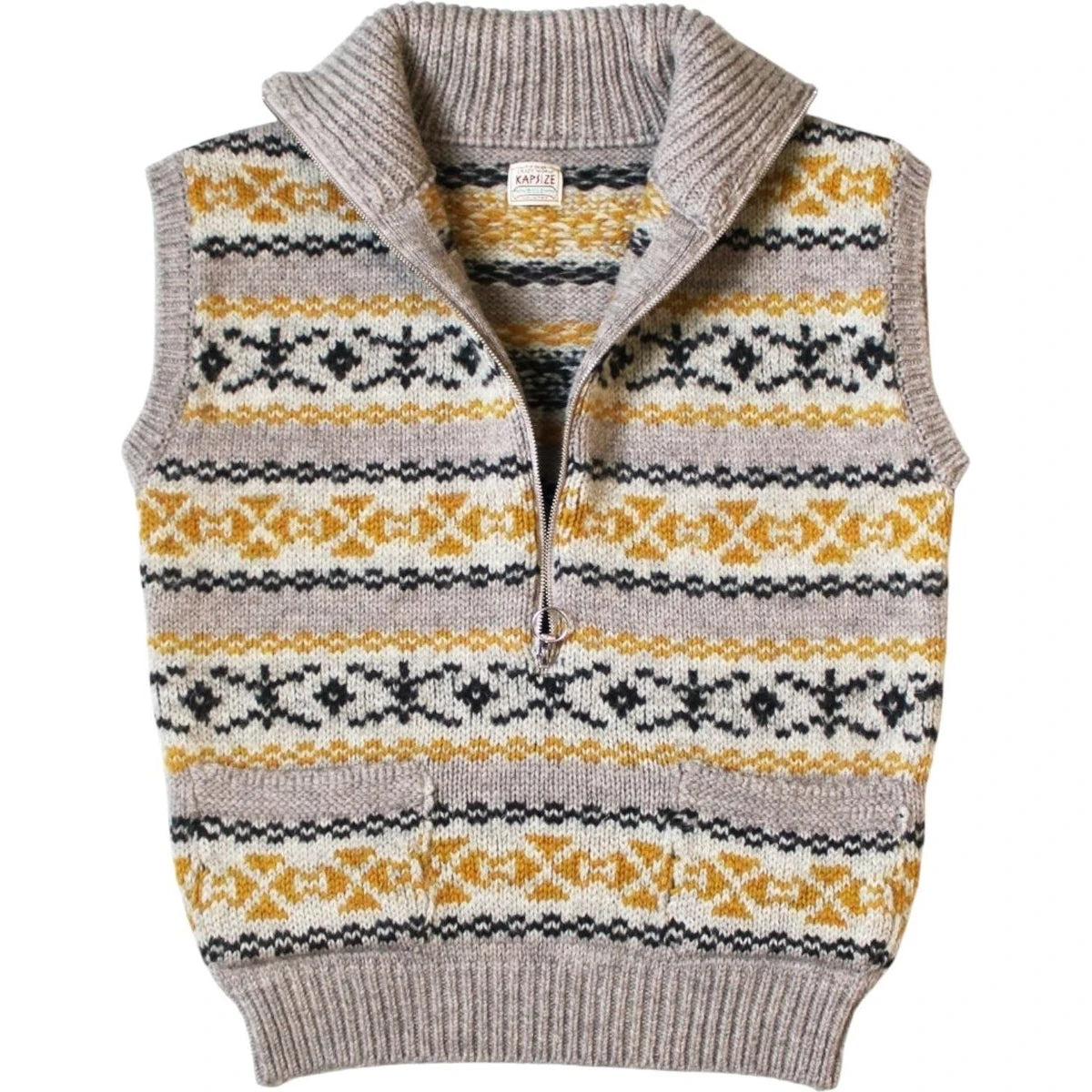 Kapital 3G Wool Yellowknife Fair Isle Half Zip Vest