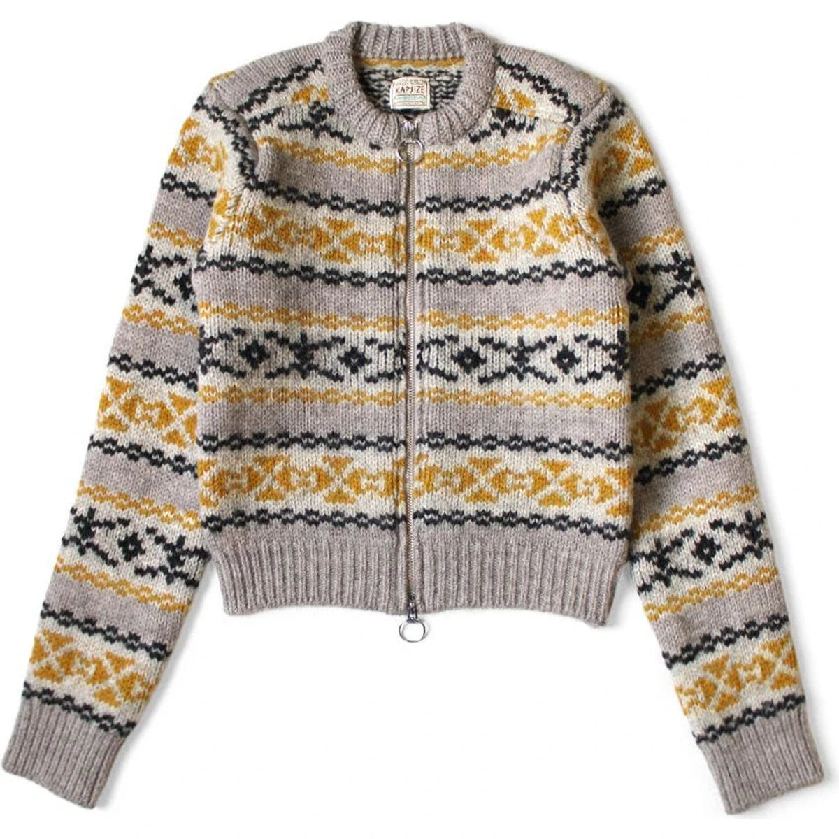 Kapital 3G Wool Yellowknife Fair Isle Zip Short Cardigan
