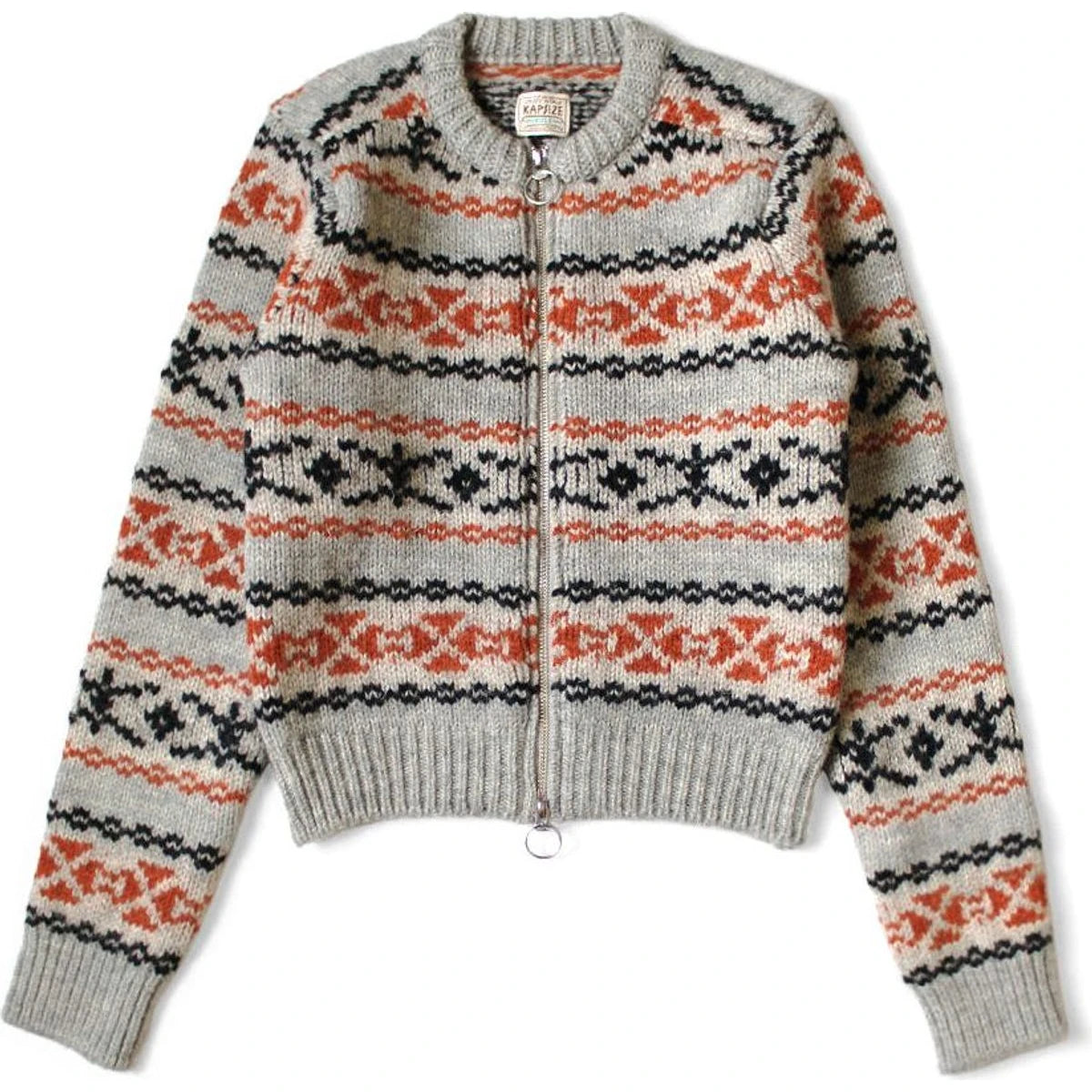 Kapital 3G Wool Yellowknife Fair Isle Zip Short Cardigan