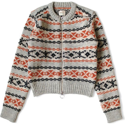 Kapital 3G Wool Yellowknife Fair Isle Zip Short Cardigan