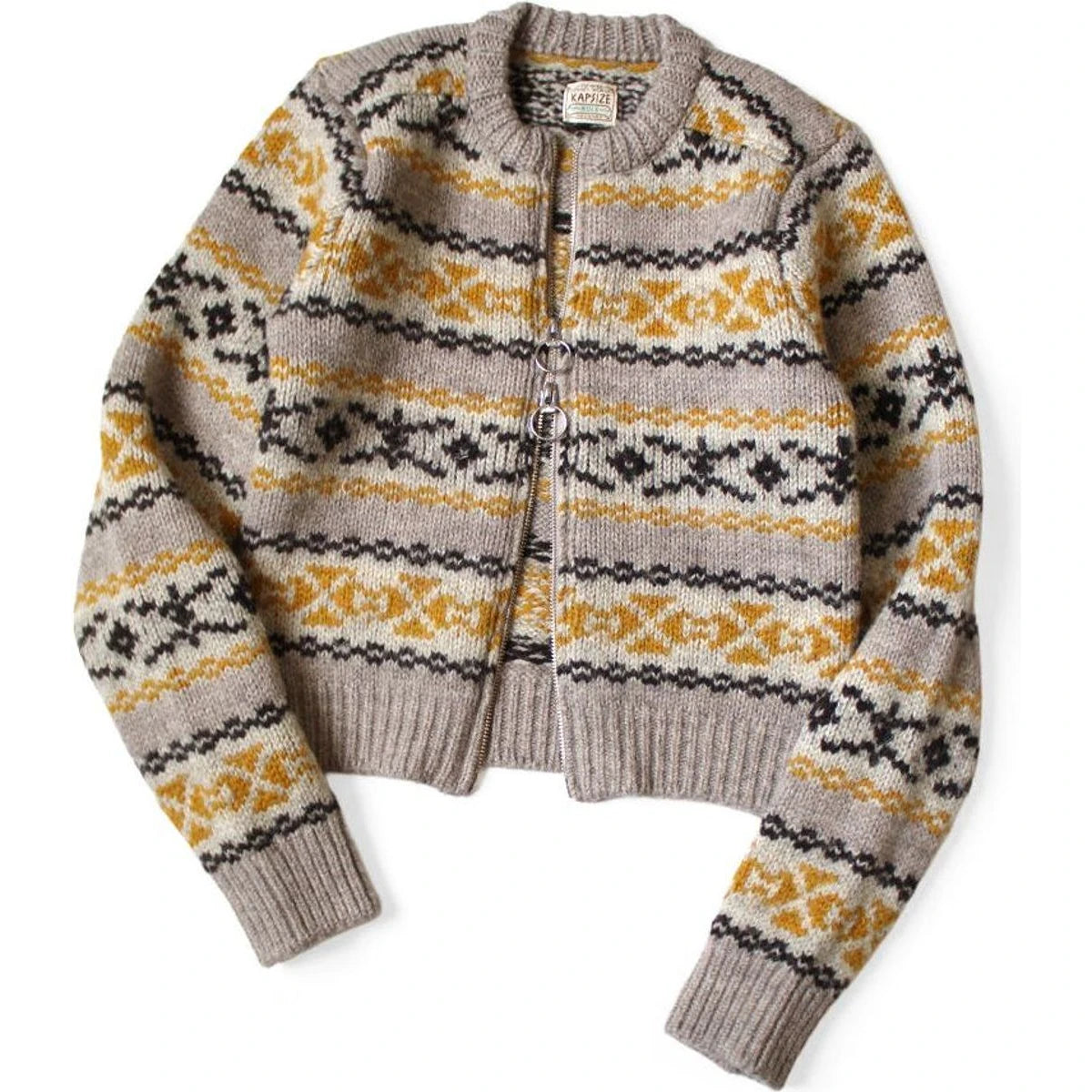 Kapital 3G Wool Yellowknife Fair Isle Zip Short Cardigan