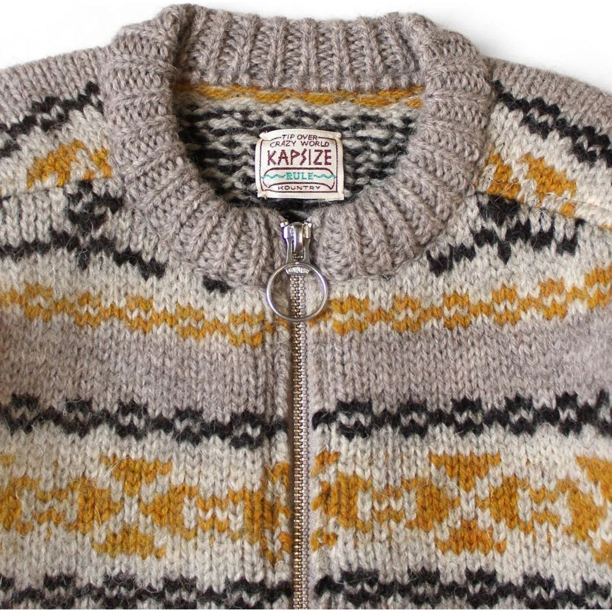 Kapital 3G Wool Yellowknife Fair Isle Zip Short Cardigan