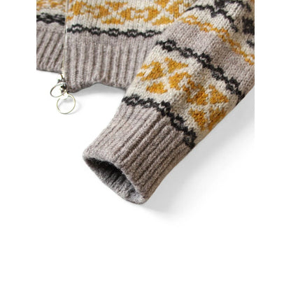 Kapital 3G Wool Yellowknife Fair Isle Zip Short Cardigan