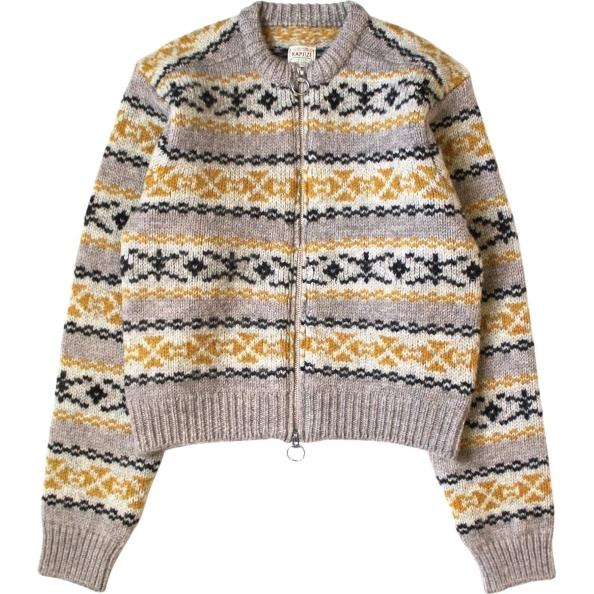 Kapital 3G Wool Yellowknife Fair Isle Zip Short Cardigan