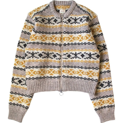 Kapital 3G Wool Yellowknife Fair Isle Zip Short Cardigan
