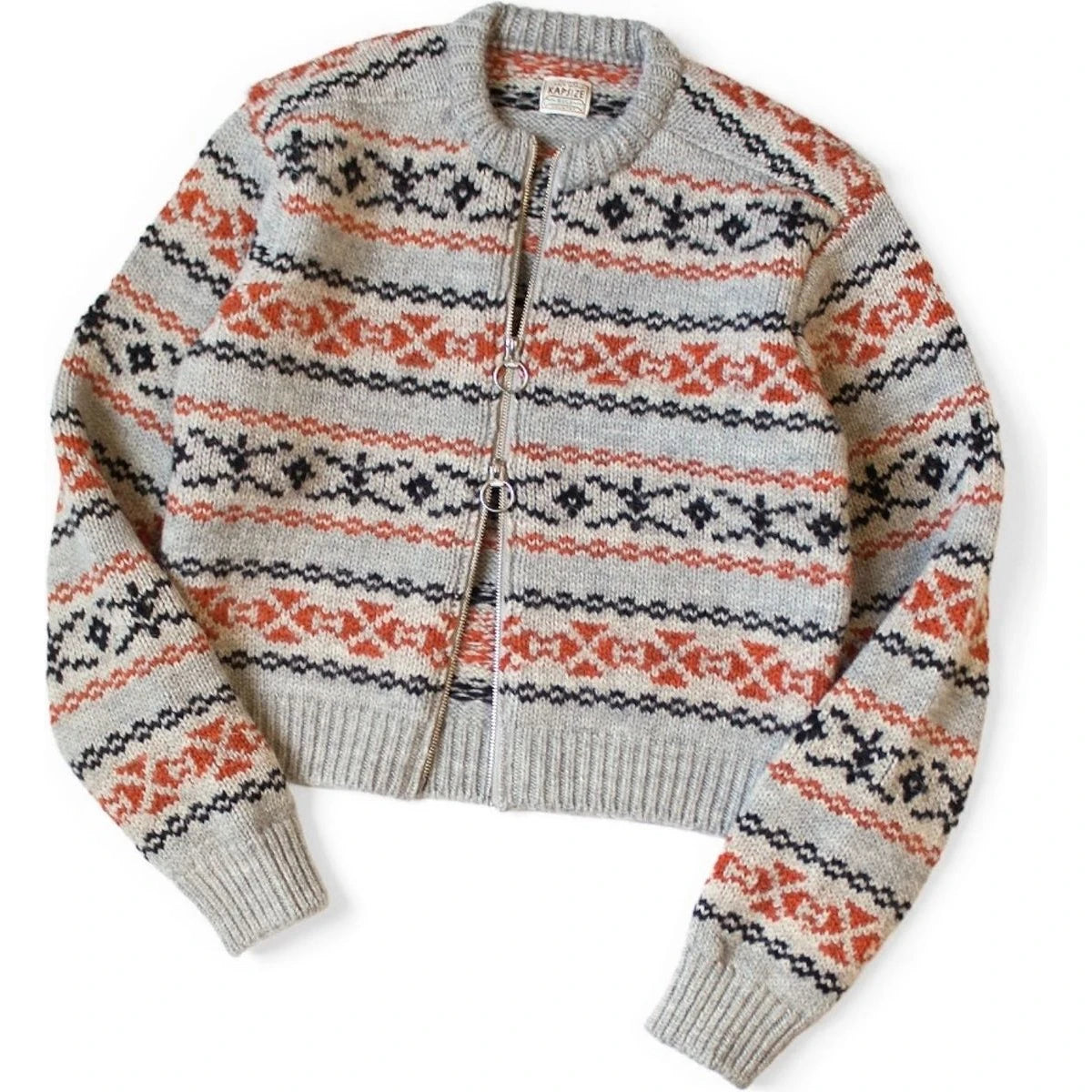Kapital 3G Wool Yellowknife Fair Isle Zip Short Cardigan