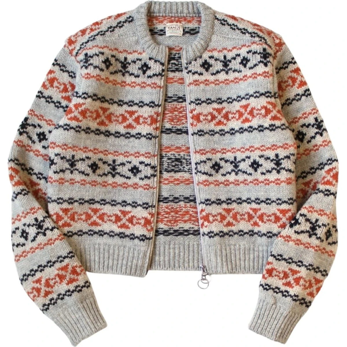 Kapital 3G Wool Yellowknife Fair Isle Zip Short Cardigan