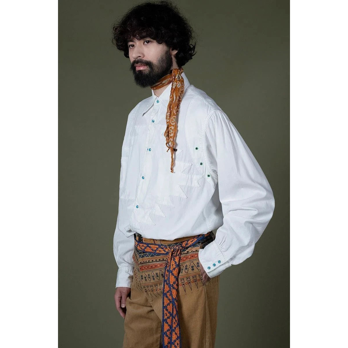 Kapital 5.5oz White Denim Thunderbird Husky Western Shirt