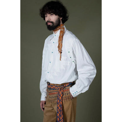 Kapital 5.5oz White Denim Thunderbird Husky Western Shirt