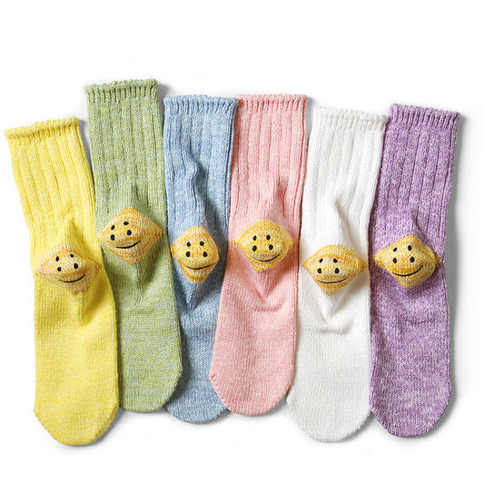 Kapital 56pc 3x1 Rib Rainbowy Happy Heel Socks