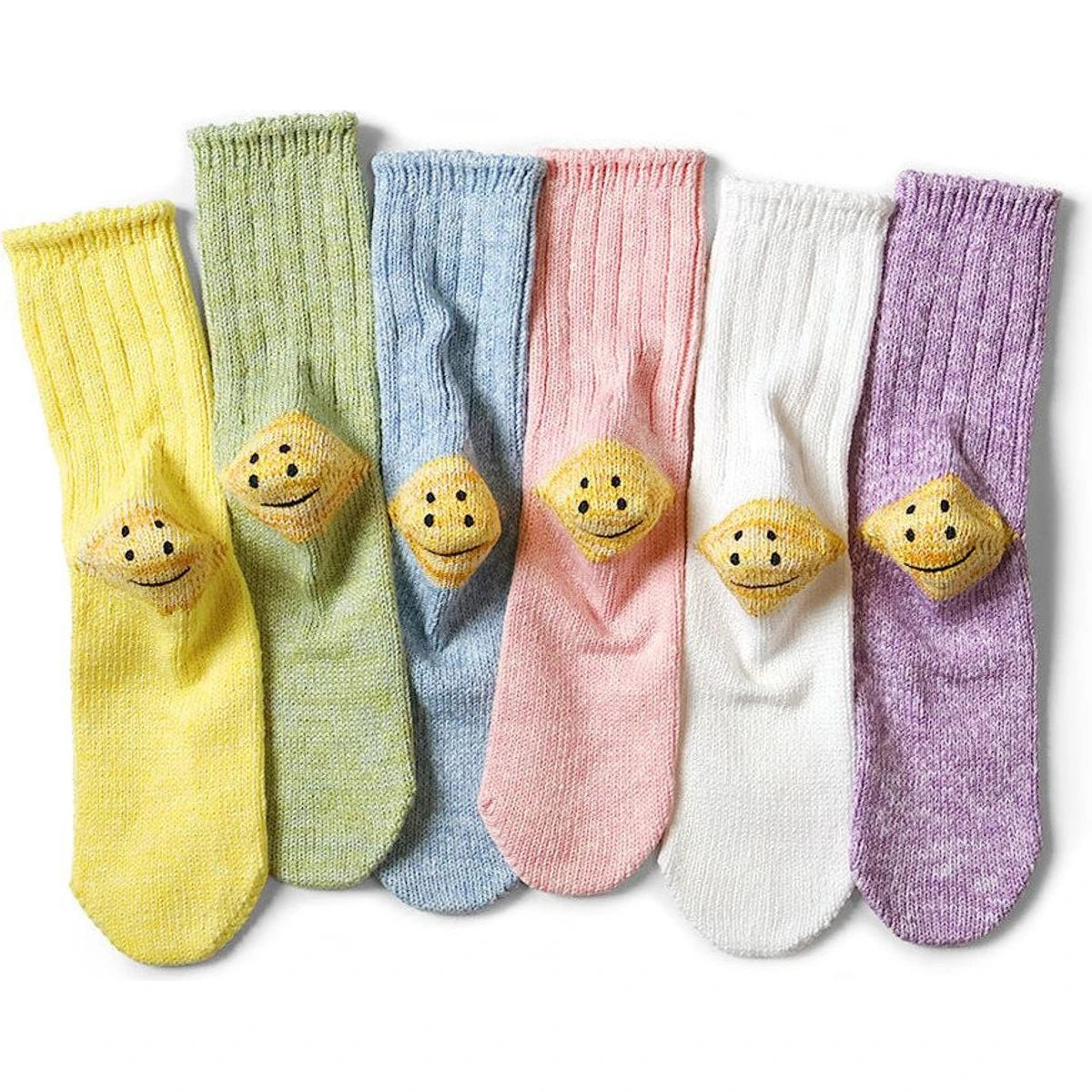 Kapital 56pc 3x1 Rib Rainbowy Happy Heel Socks