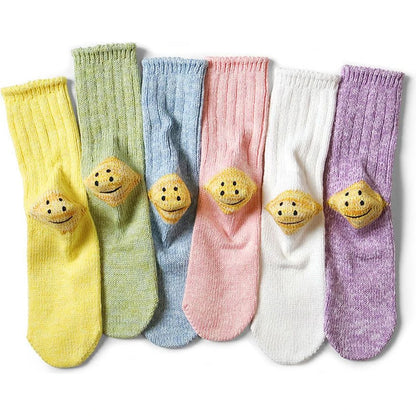 Kapital 56pc 3x1 Rib Rainbowy Happy Heel Socks