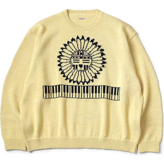 Kapital 5G Cotton Knit Piano & Sun Face Crew Sweater