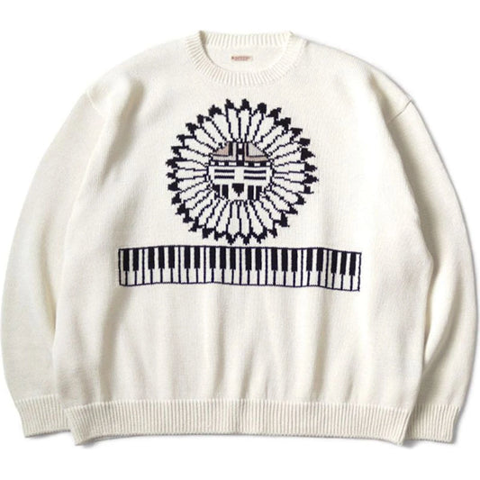 Kapital 5G Cotton Knit Piano & Sun Face Crew Sweater