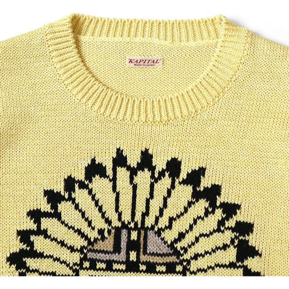 Kapital 5G Cotton Knit Piano & Sun Face Crew Sweater
