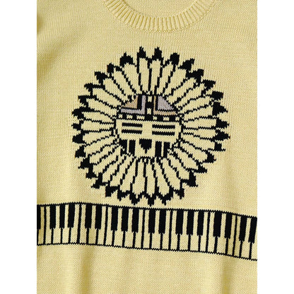 Kapital 5G Cotton Knit Piano & Sun Face Crew Sweater