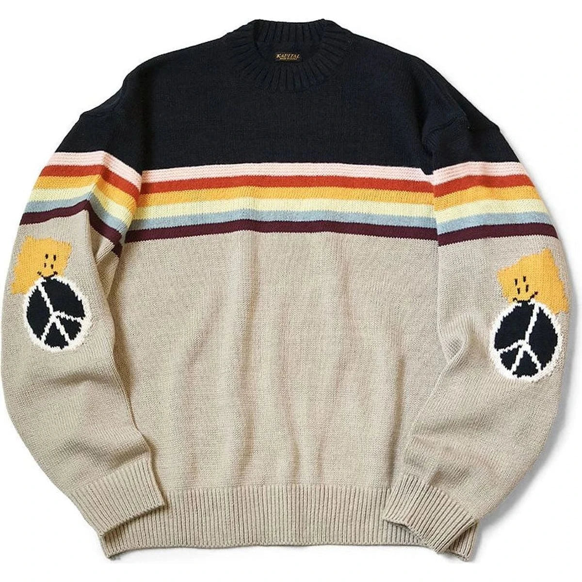 Kapital 5G Cotton Knit Rainbow Peckish Rainbowy Crew Sweater