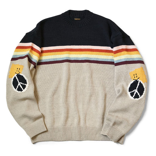 Kapital 5G Cotton Knit Rainbow Peckish Rainbowy Crew Sweater